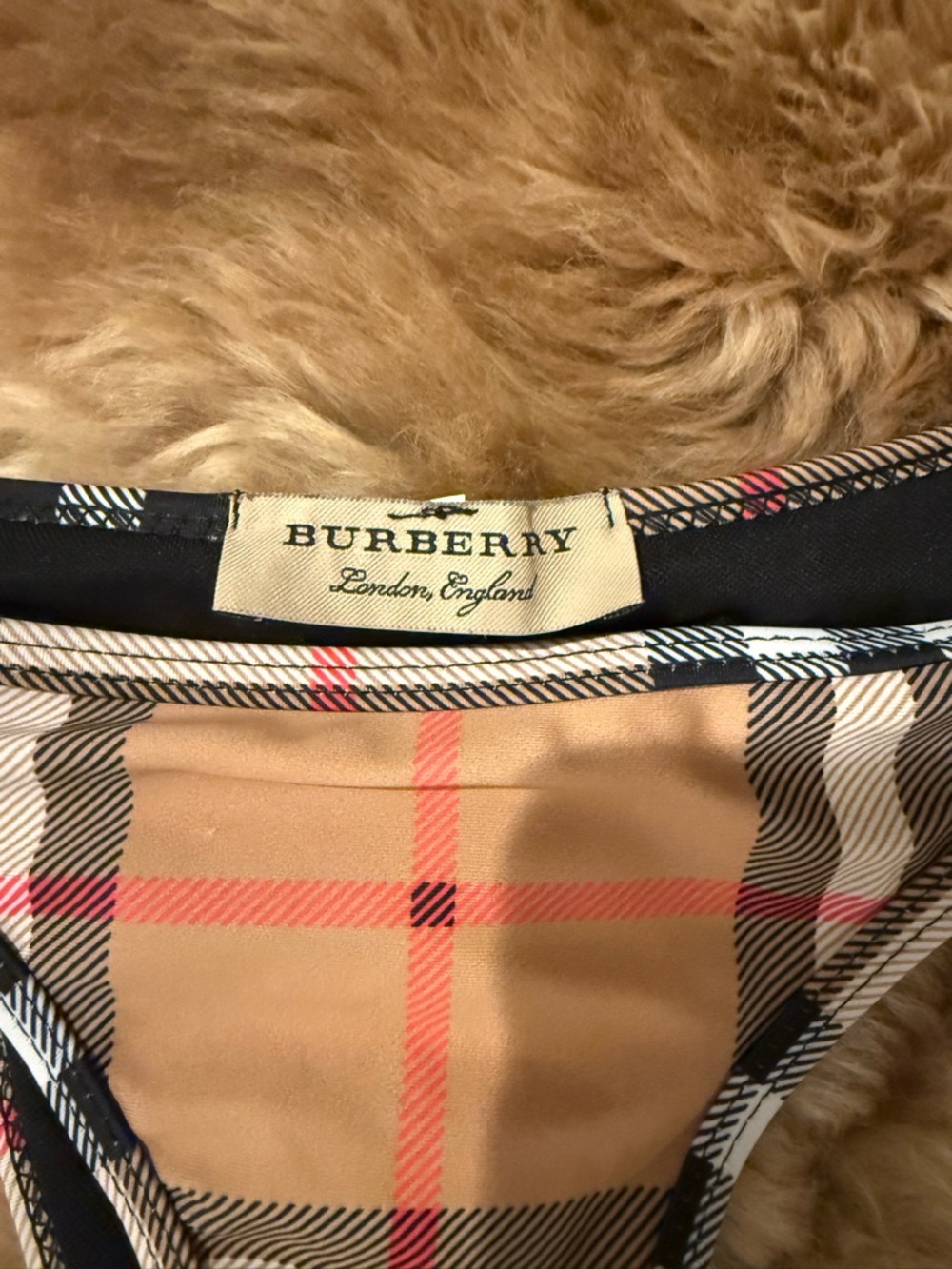 Burberry Beige Plaid Triangle String Bikini Set - Picture 6 of 10